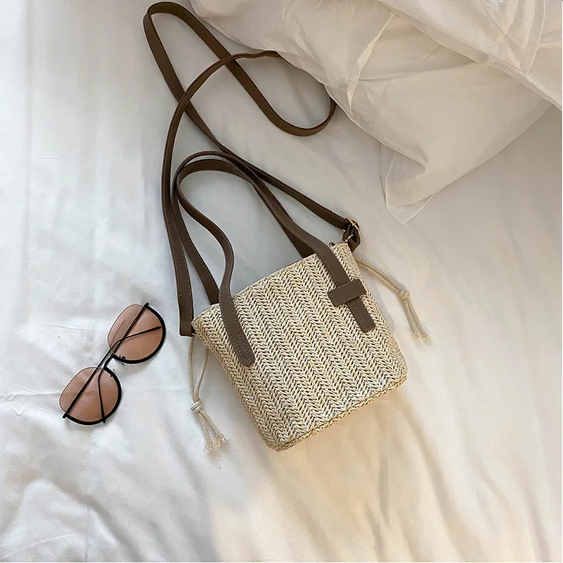 Маленькие тканые сумки через плечо пляжная сумка для женщин повседневные