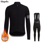 Мужской теплый флисовый Трикотажный костюм Ralvpha Ropa ciclismo, одежда для езды на велосипеде, комплект из шерстяного флиса и брюк, зима 2019