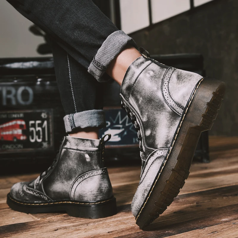 Ботинки с перфорацией типа броги Мужская кожаная обувь Кроссовки Модная