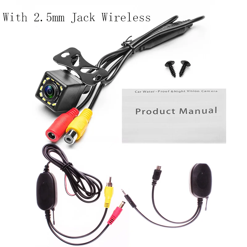 12LED Wireless Jack IaotuGo 4 светодиодный проводной/беспроводной задний Камера заднего вида HD CCD камера 140 угол 2,5 мм разъем/RCA/монитор/зеркало опционально - Название цвета: 12LED Wireless Jack