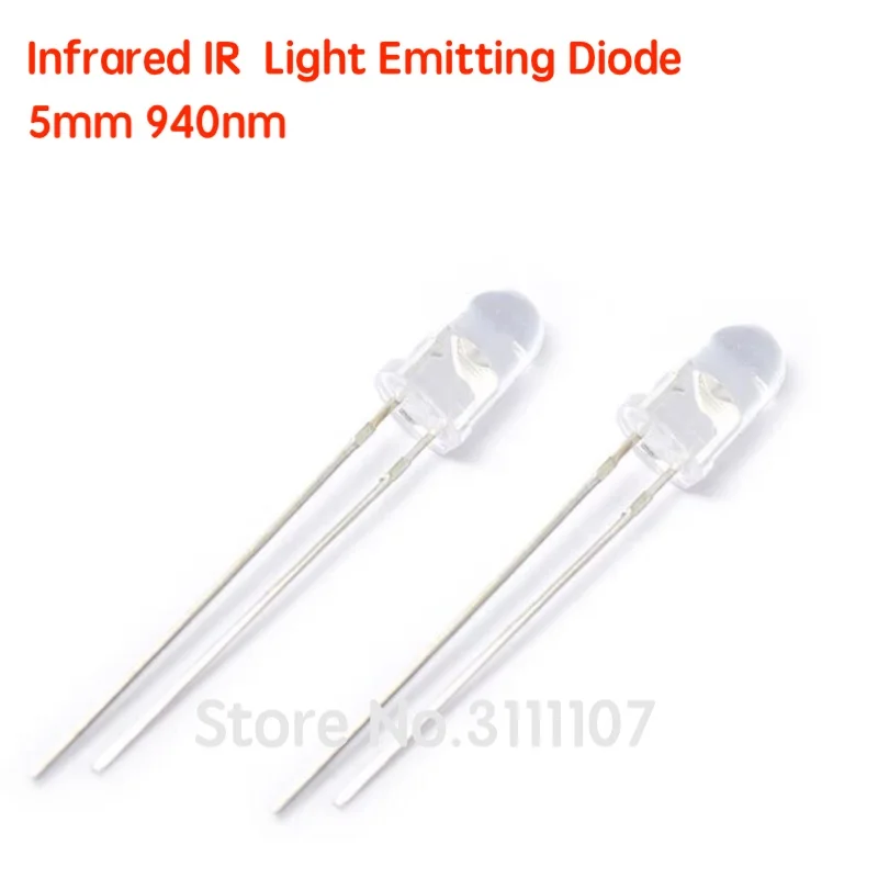 

20PCS/Lot 5mm 940nm Infrared IR Light Emitting Diode Lamp 5 mm LED Diode (Transparent Water Clear Lens Through Hole 940 nm)