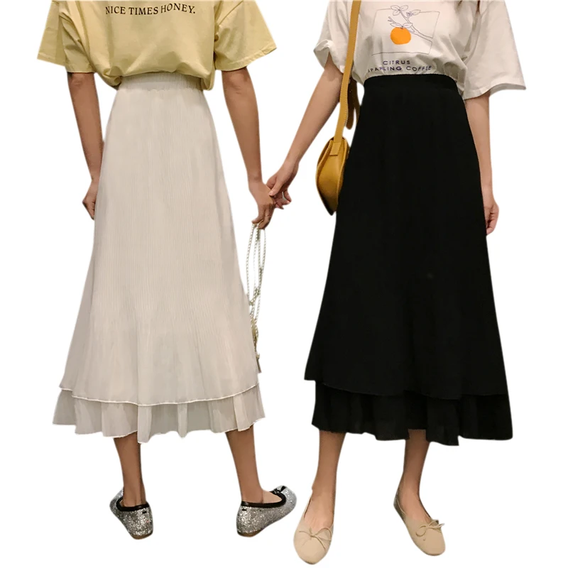 2020 летняя Корейская новая юбка Феи плиссированная с высокой талией Свободная