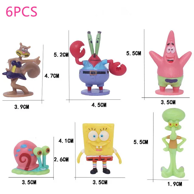 6pcs Милые спанчбоб плюшевый игрушечные лошадки Патрик звезда и сквидворд щупальца и Эжен Шелдон и Гари мягкие милые куклы для детей Подарки для девочек - Цвет: 6pcs