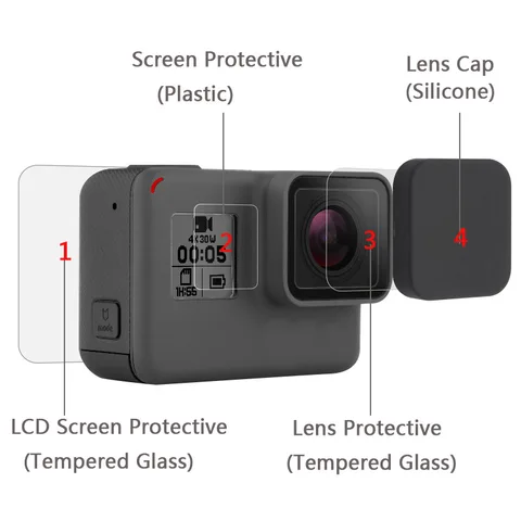 Защитное стекло для экшн-камеры GoPro Hero 7, Black, 6, 5, 2019