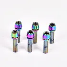 Транспортные стальные титановые болты с шайбами M5 * 18 мм, запчасти для велосипеда, части для стержня велосипеда, 6 шт. радужного золота