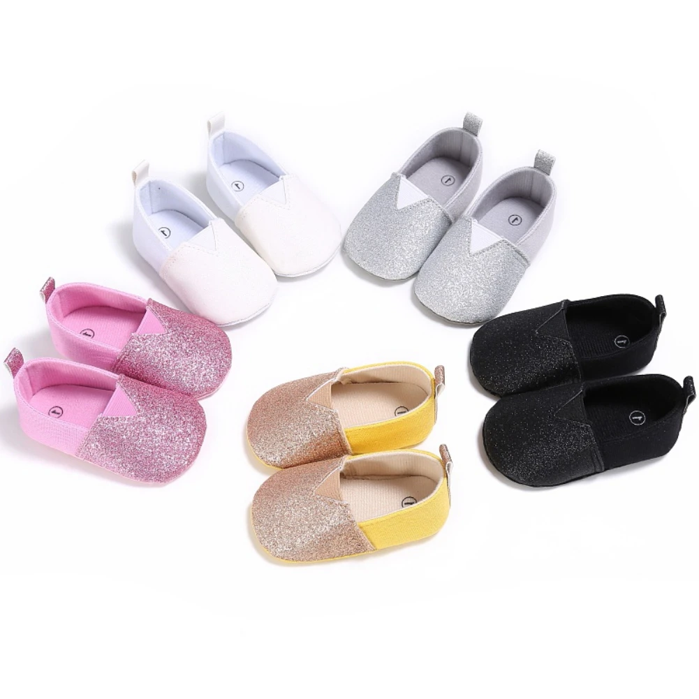 

0-18M Baby Boys Girls Sneaker Soft Anti-Slip Shine Bright Casual Shoes Slip-on Newborn First Walkers Cribster Shoes