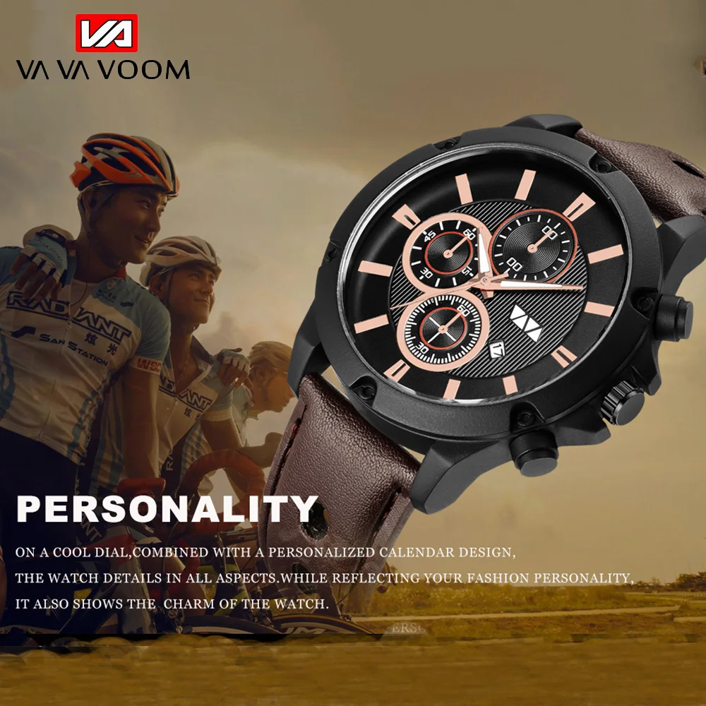 

VAVA VOOM Business Fashion Decoration Small Dial Sports Quartz Mens Watch Waterproof Shock Calendar Clock Мужчынскі гадзіннік