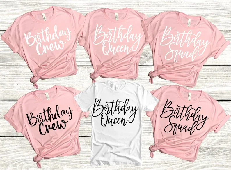 

Birthday Queen Squad Crew Party Shirts Women Party Cotton Plus Size Female Clothing O Neck Shirt Short Sleeve Girl Top Tee y2k