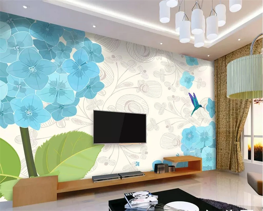 

Drop Shipping Custom Wallpaper 3d Photo Murals Hand-painted Pattern Small Fresh Modern TV Backdrop Wall Paper Papel De Parede