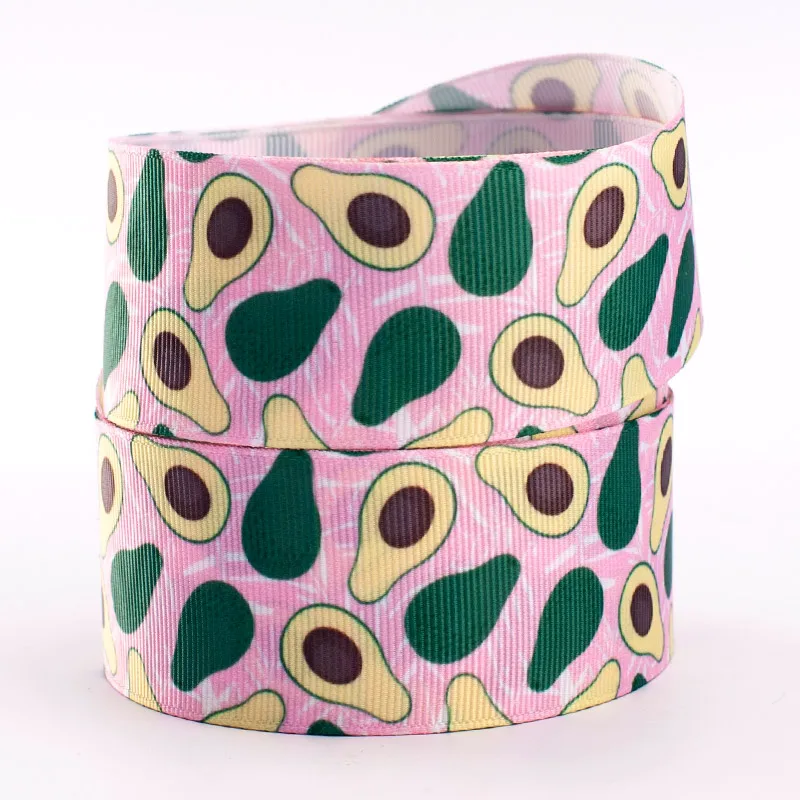 10 ярдов ПРЕКРАСНАЯ лента зеленая авокадо с фруктовым принтом Grosgrain ribbon | Дом и сад
