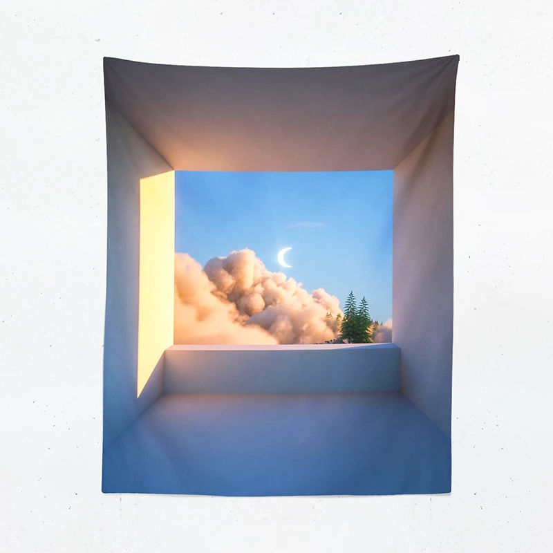 

Clouds outside the window original hanging cloth dormitory rental room bedroom decoration cloth background cloth