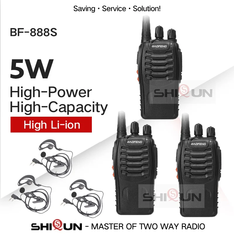 Baofeng BF-888S UHF 400-470MHz baofeng 888s дешевый двухсторонний радио Baofeng bf888s удобный портативный bf 888s baofeng 888 радио BF-C1 - Цвет: 3PCS-3Headsets