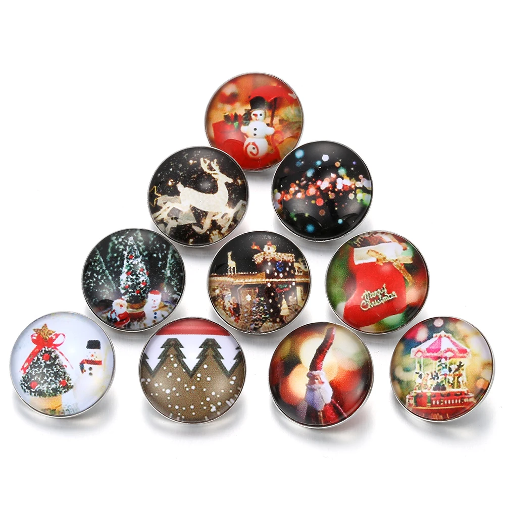 Новинка 10 шт./лот ювелирные изделия на кнопках с изображением Санта Клауса