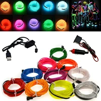 1m3m5m el wire string strip rope tube night light neon glow flexible led strip car interior atmosphere decorated prop contor