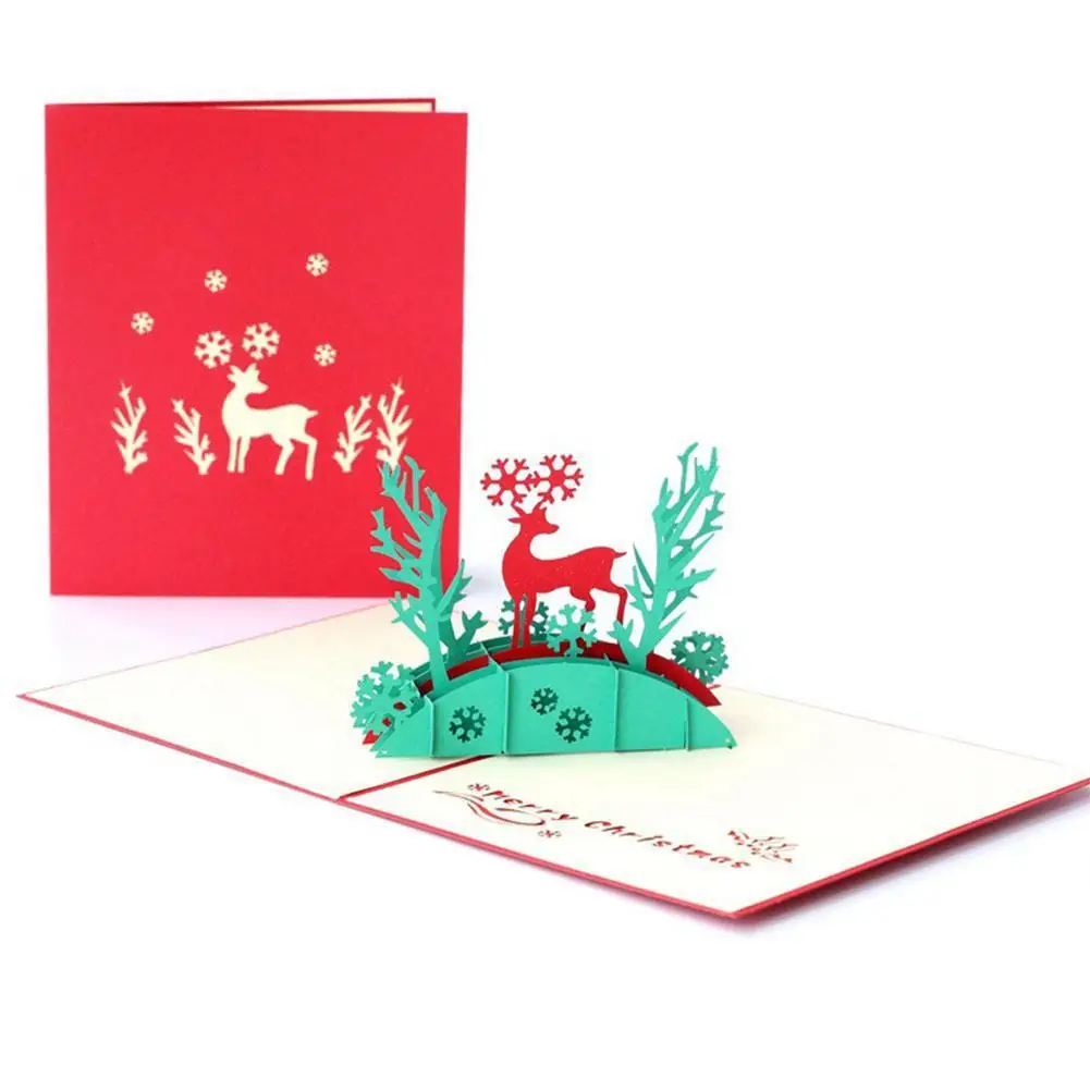 3D Up Greeting Card Handmade Happy Birthday Xmas Merry Christmas Card Gifts Invitation Card 9 Styles - Цвет: I
