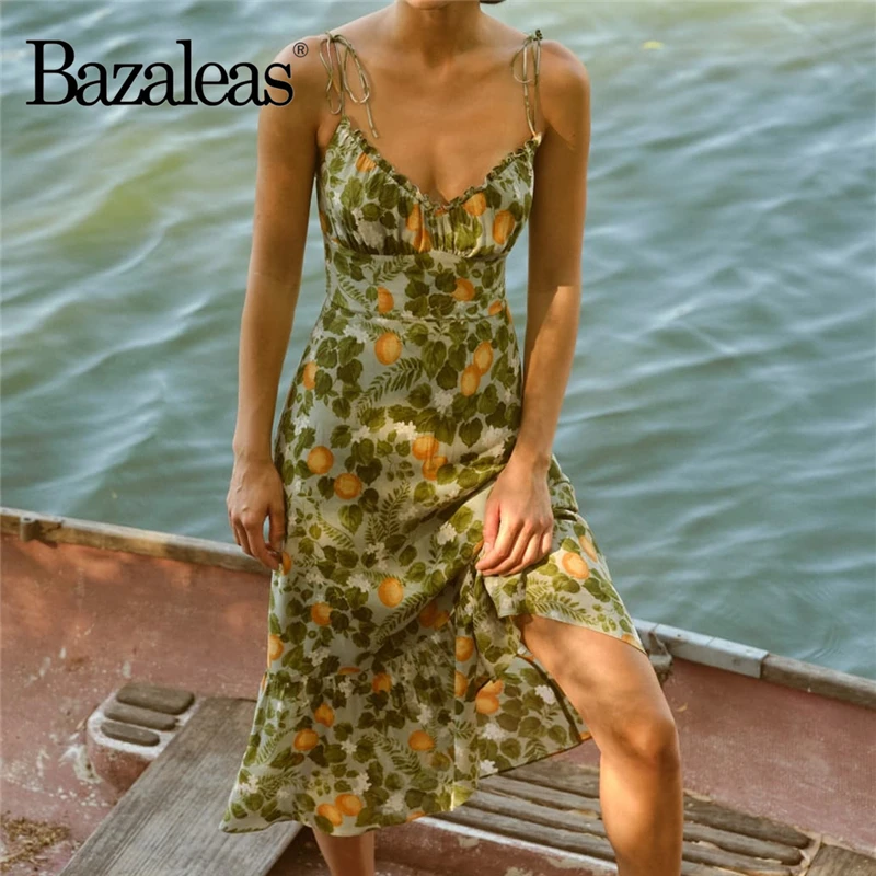 Шикарное платье Bazaleas с лимонным цветочным принтом ретро платья сексуальные