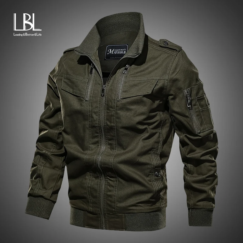 Мужская куртка в стиле милитари весенне осенняя хлопковая пилот на молнии