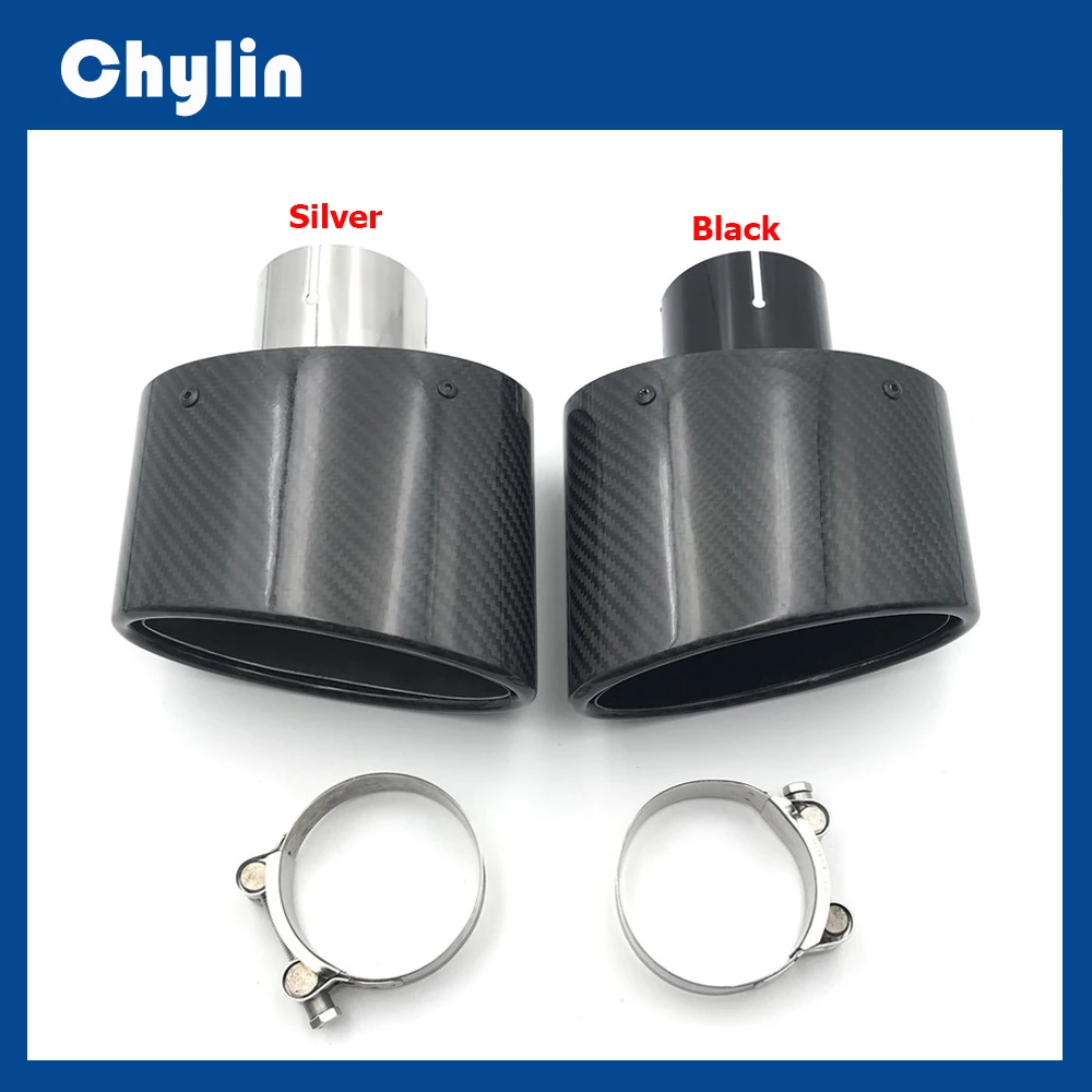 1 шт. Овальный Наклонный глянцевый углеродный черный выхлопной наконечник из