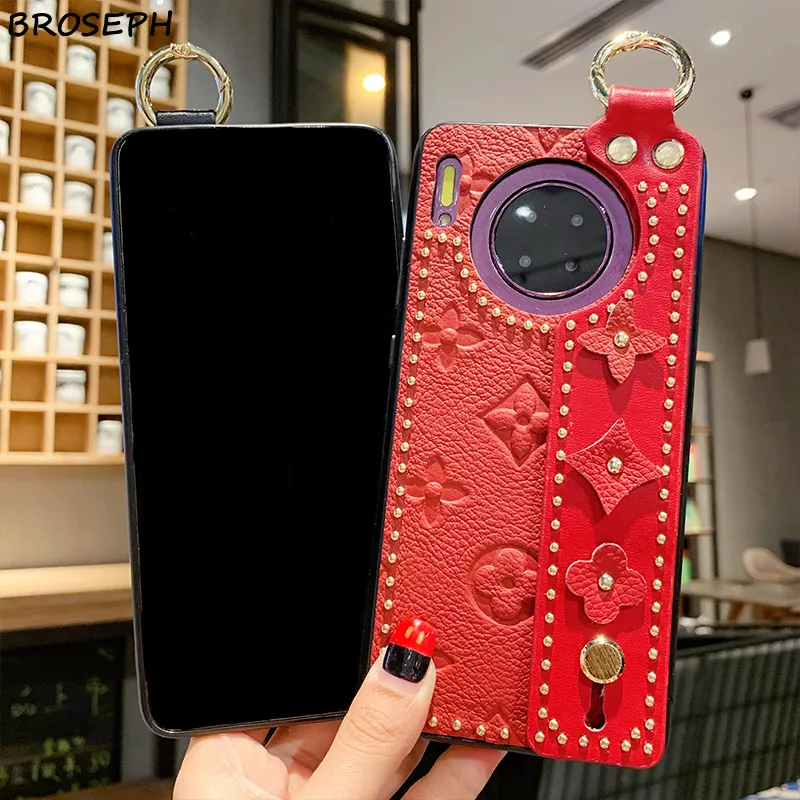 Кожаный чехол для телефона Huawei P20 P30 P40 Pro роскошный с ремешком Mate 20 30 20pro 30pro 20X Nova5