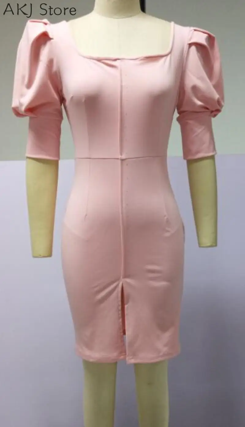 Сексуальное вечернее платье с пышными рукавами и пуговицами квадратным вырезом |