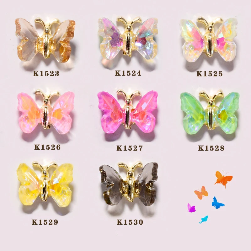 Стразы для дизайна ногтей аксессуары стеклянные хрустальные камни Бабочка 3D