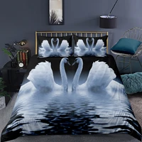 swan pattern duvet coverpillowcase 3d animal printed bedding set 23 pcs double full queen king size quilt cover home textiles