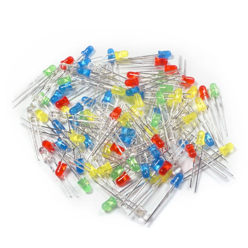 Светодиодный диодный светильник 5 цветов * 20 шт. = 100 3 мм набор в ассортименте белый