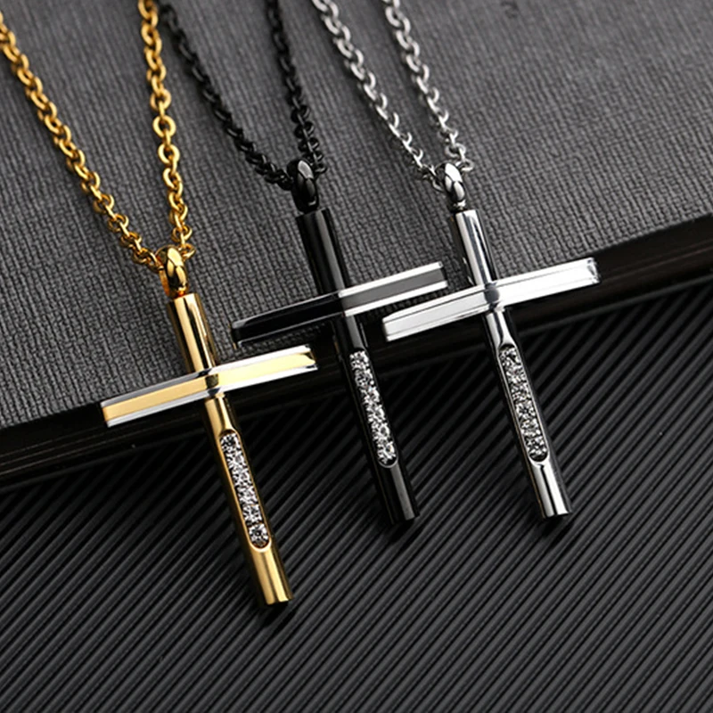 Классическое простое ожерелье с подвеской-крестом мужские аксессуары из