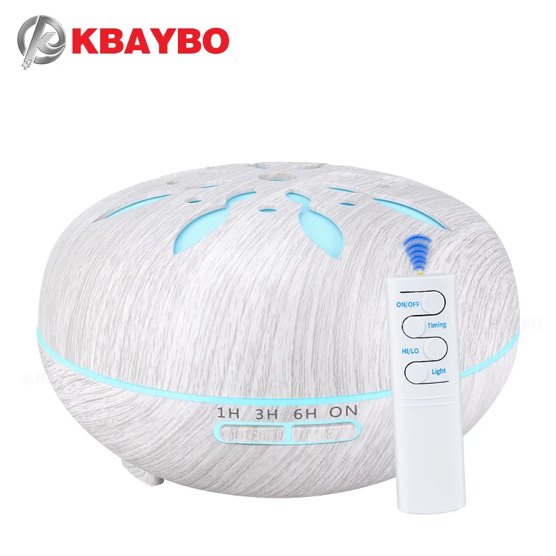 

1pcs KBAYBO 550ml essential oil diffuser air humidifier white wood remote control aromatherapy mist maker LED night light