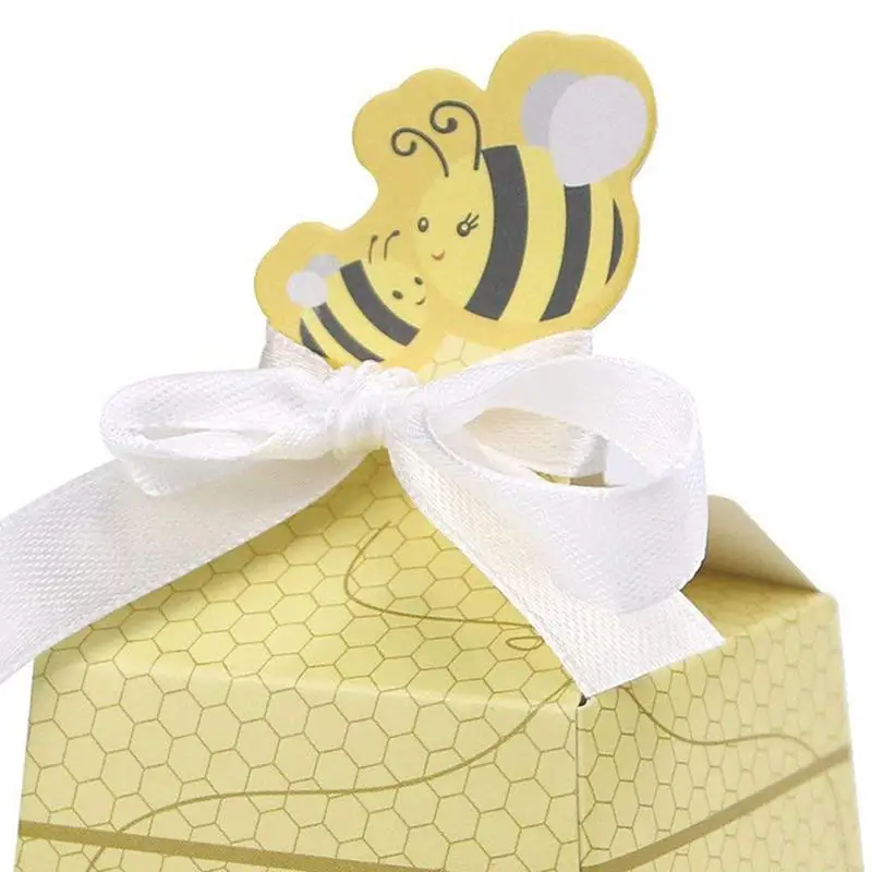 50pcs/Lot Cute Baby Shower Favor Cartoon Honey Bee Paper Candy Box Adorable Kids Birthday Party Decor Newborn Gifts Decorat | Дом и сад