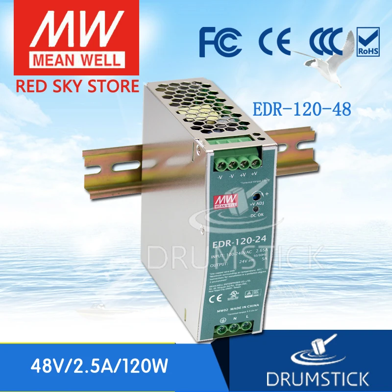 

kindly MEAN WELL 6Pack EDR-120-48 48V 2.5A meanwell EDR-120 48V 120W Single Output Industrial DIN RAIL