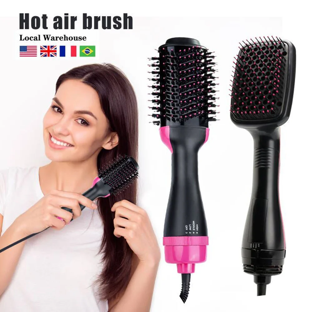 

3 IN 1 One Step Hair Dryer Volumizer Hot Air Brush Hair Straightener Curler Comb Electric Blow Dryer Air Styler Hairdryer