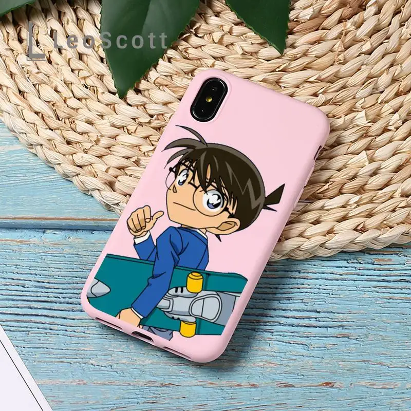 

Anime detective conan Phone Case Candy Color for iPhone 11 12 mini pro XS MAX 8 7 6 6S Plus X 5S SE 2020 XR Design funda