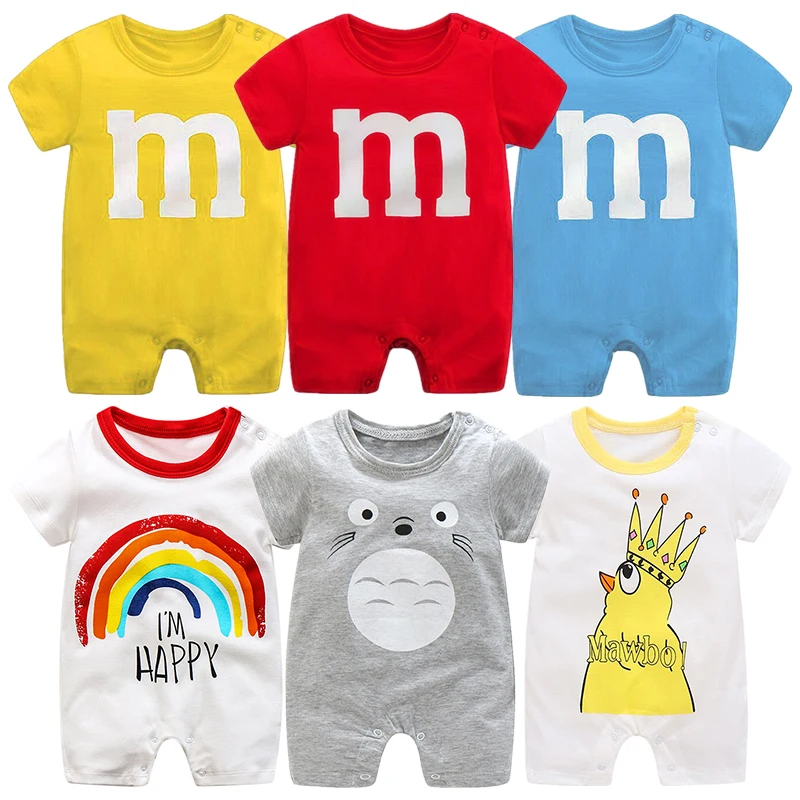 

Summer New Style Short Sleeved Girls Dress Baby Romper Cotton Newborn Body Suit Baby Pajama Boys Animal Monkey Rompers 2021 hot