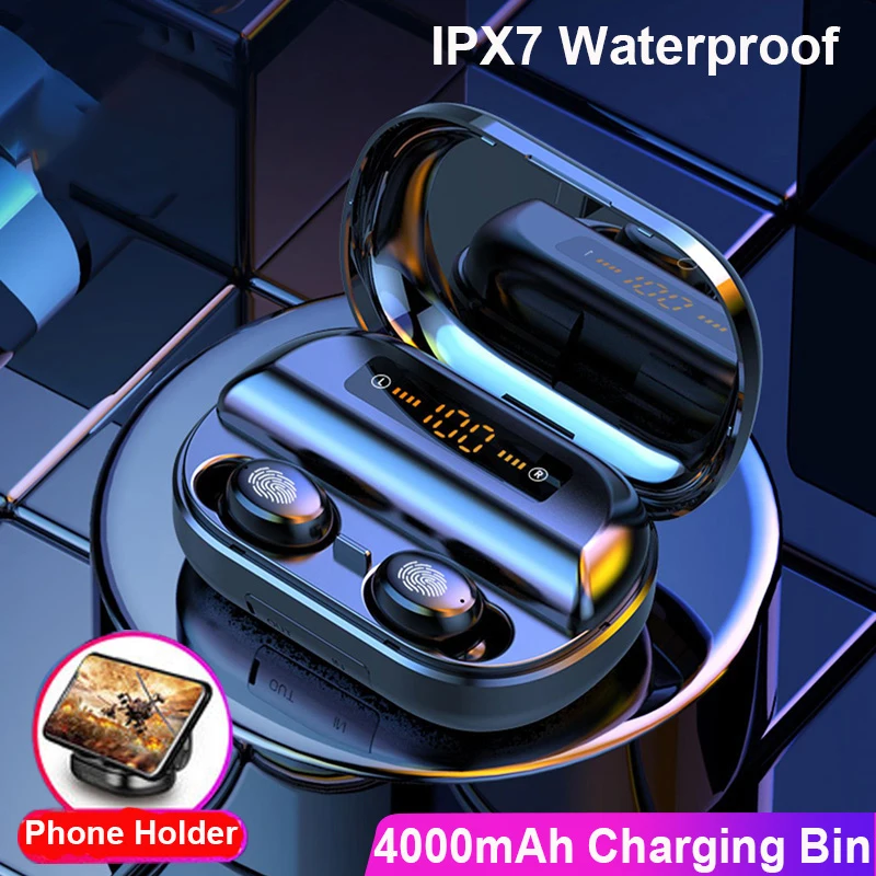 TWS V11 Bluetooth 5,0 наушники светодиодный дисплей Беспроводные спортивные наушники 9D стерео IPX7 водонепроницаемые наушники с 4000 мАч charing чехол