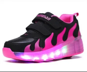 Rose single wheel Светодиодный светильник Heelys; кроссовки с двумя колесами для мальчиков и девочек; повседневная обувь на роликах для девочек; Zapatillas Zapatos Con Ruedas - Цвет: Rose single wheel