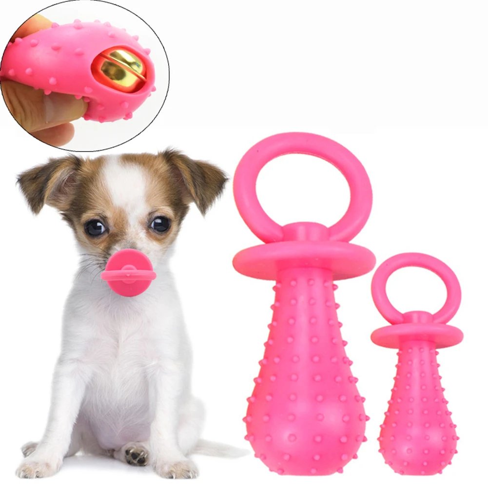 

Pet Soother Dog Chew Rubber Interactive Toy Training Puppy Bite esistant Teeth Clean Funny Nipple Bell Non-toxic Pacifier Toys
