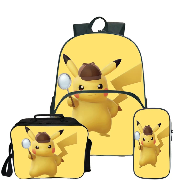 17 Pokemon Pikachu Kawaii рюкзак Пенал Школьный рюкзак для подростков девочек мальчиков рюкзак для ланча 3 шт./компл. детский дорожный рюкзак - Цвет: 17