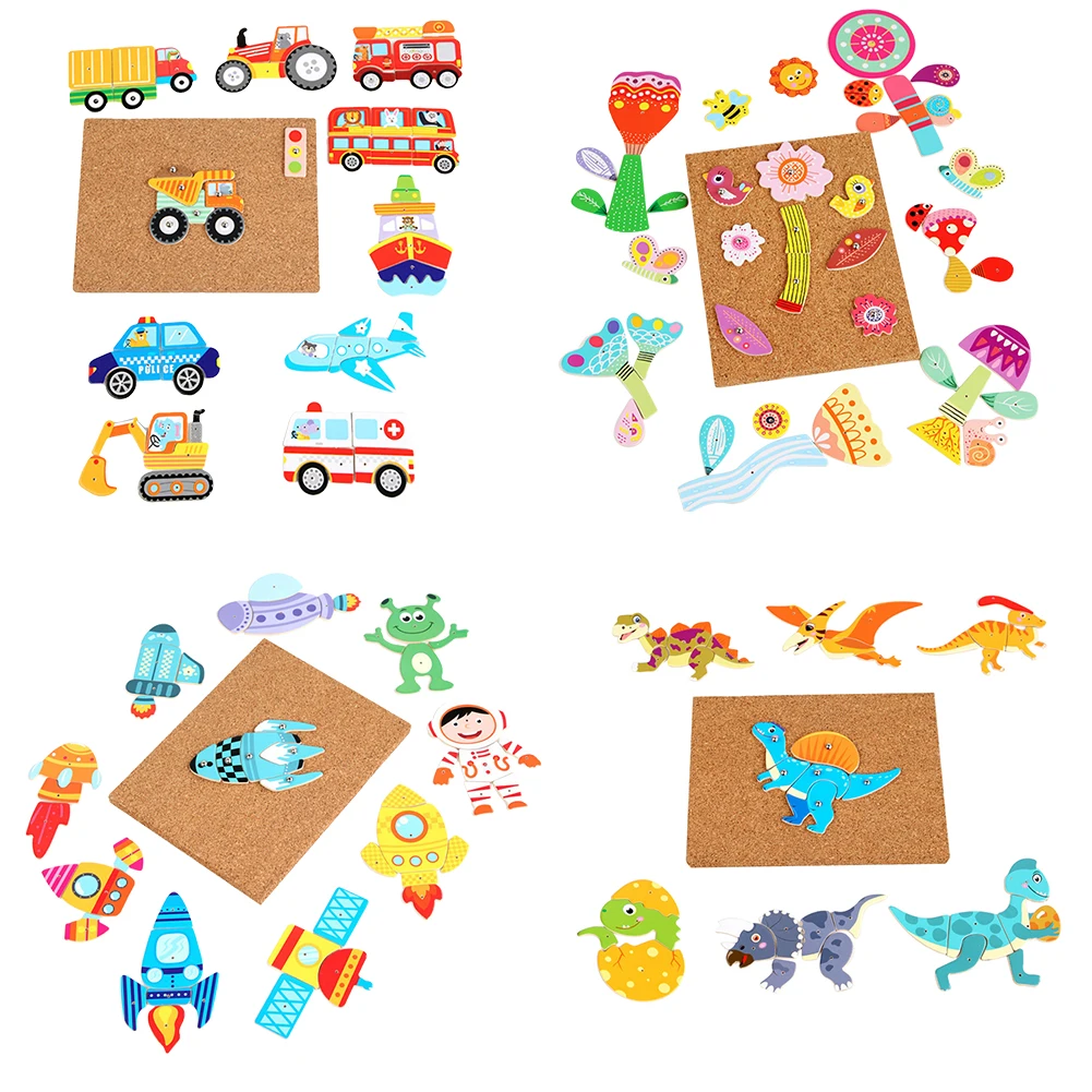 

High Quality Wooden Puzzles Educational Cartoon Animals Early Learning Cognition Intelligence Puzzle Game For Children Toys