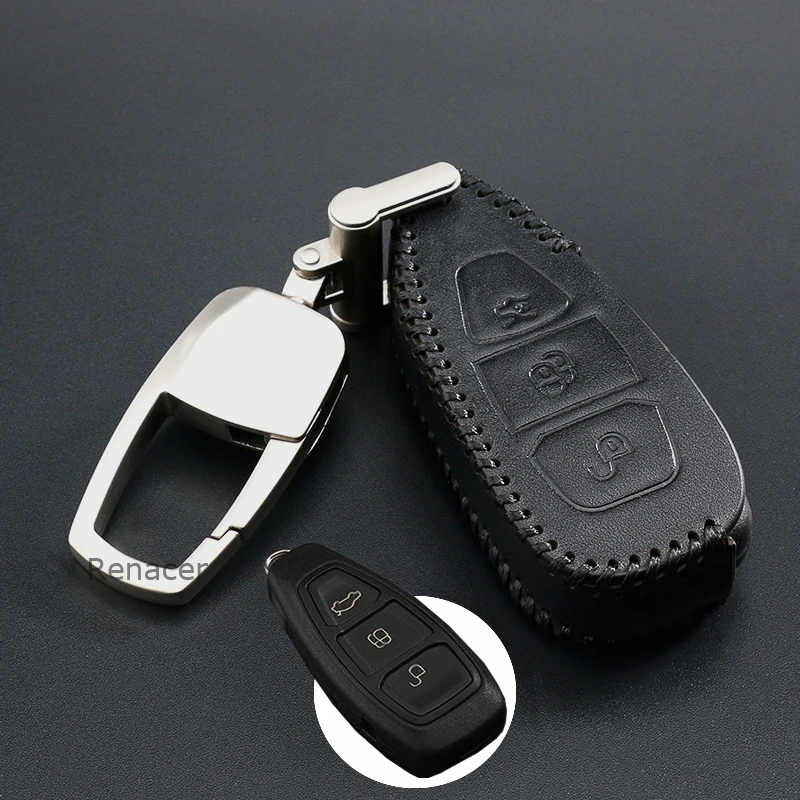 Новинка 2019 чехол из натуральной кожи для автомобильного ключа Ford Focus Fiesta Mondeo Ecosport