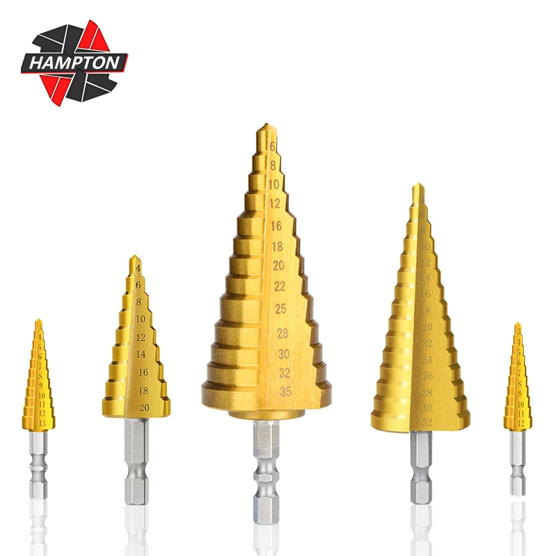 Набор ступенчатых Сверл из быстрорежущей стали 4 шт. шестигранный хвостовик