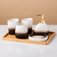 gradient ceramic sanitary ware settoothbrush cup lotion dispenser soap dish toothbrush holder wash six piece bathroom suit