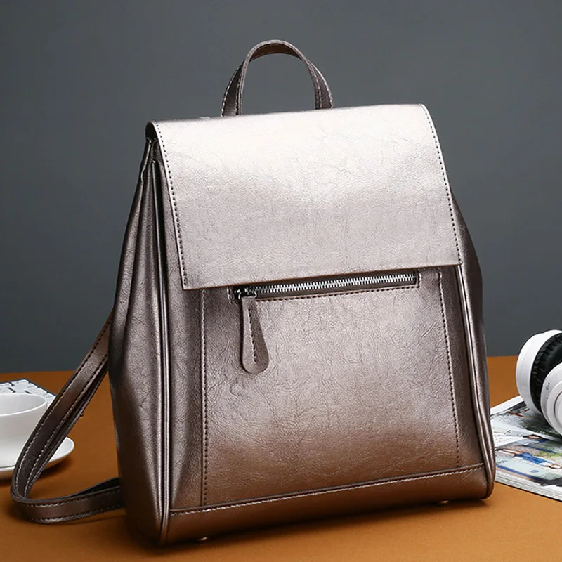 Винтажный женский рюкзак высокого качества кожаная Брендовая женская сумка на