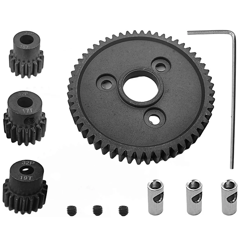 

Metal Spur Gear 54T 0.8 32P 3956 with 15T 17T 19T Pinion Gear Set for 1/10 Traxxas Slash Stampede Summit E-Revo