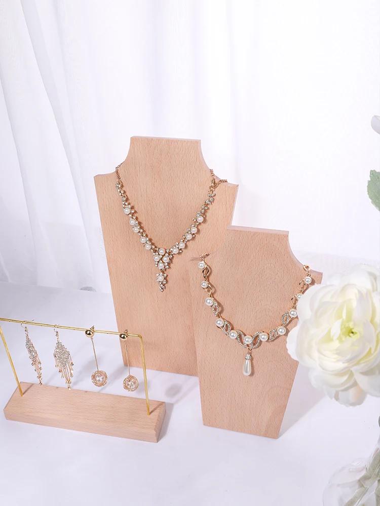 Новая модная витрина из твердой древесины для ювелирных изделий ожерелье