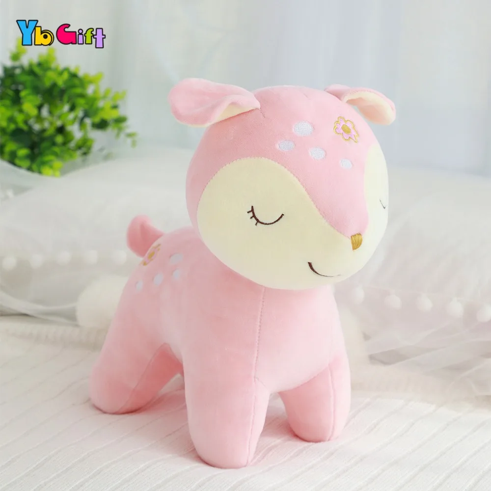 pink Милая плюшевая игрушка олень мягкая плюшевая Детская кукла чучела животные успокаивающие игрушки Дети Подарки на день рождения украшение рождественских подарков игрушка - Цвет: pink