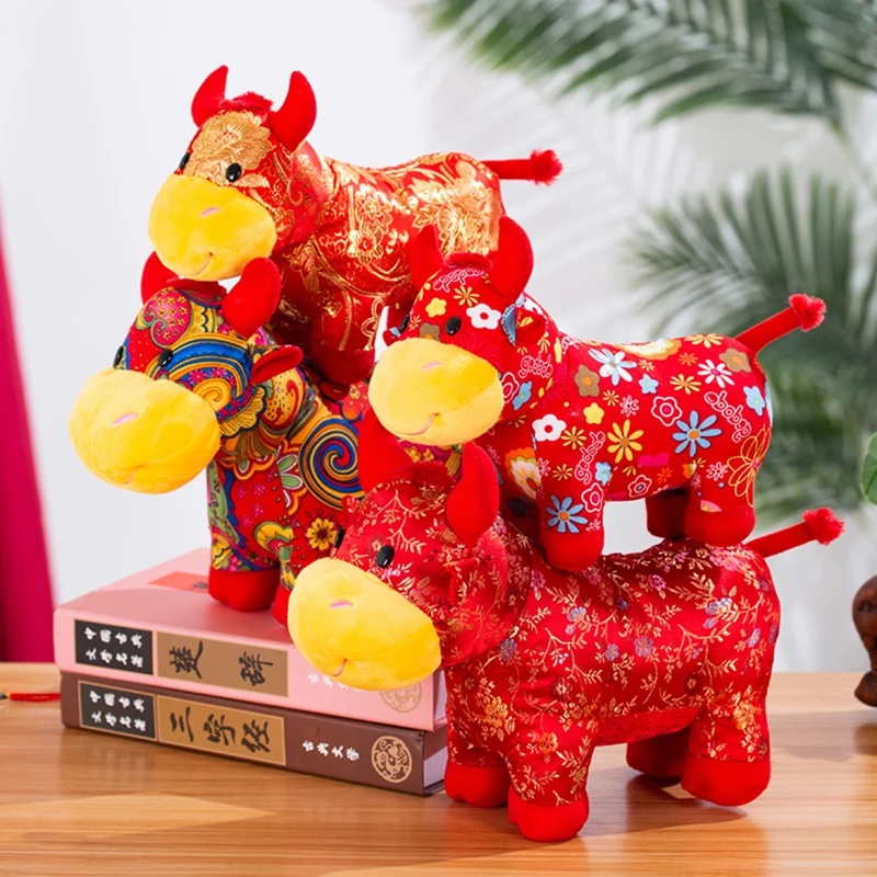 

1PC 25CM Cute Chinese Zodiac Ox Cattle Plush Toys Soft Milk Cow Mascot Animals Doll Stuffed Baby Pillow For Children New Arrival