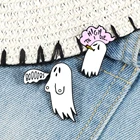Белая эмалированная заколка в виде призрака, забавная женская джинсовая одежда, милые ювелирные изделия для вечевечерние НКИ на Хэллоуин, подарки для друга