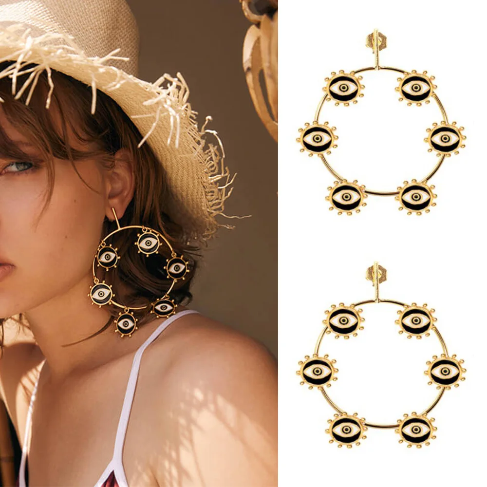 2019 новые золотые большие кольца маленькие сглаза очаровательные Подвесные