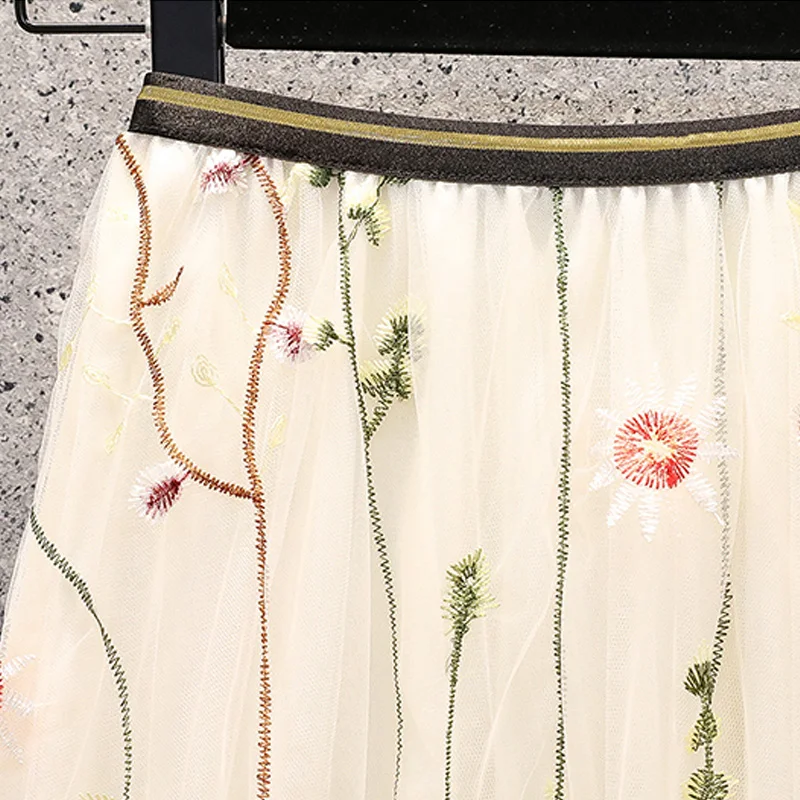 SETWIGG Изысканный вышитый цветок марлевые платье трапециевидной формы удлиненные